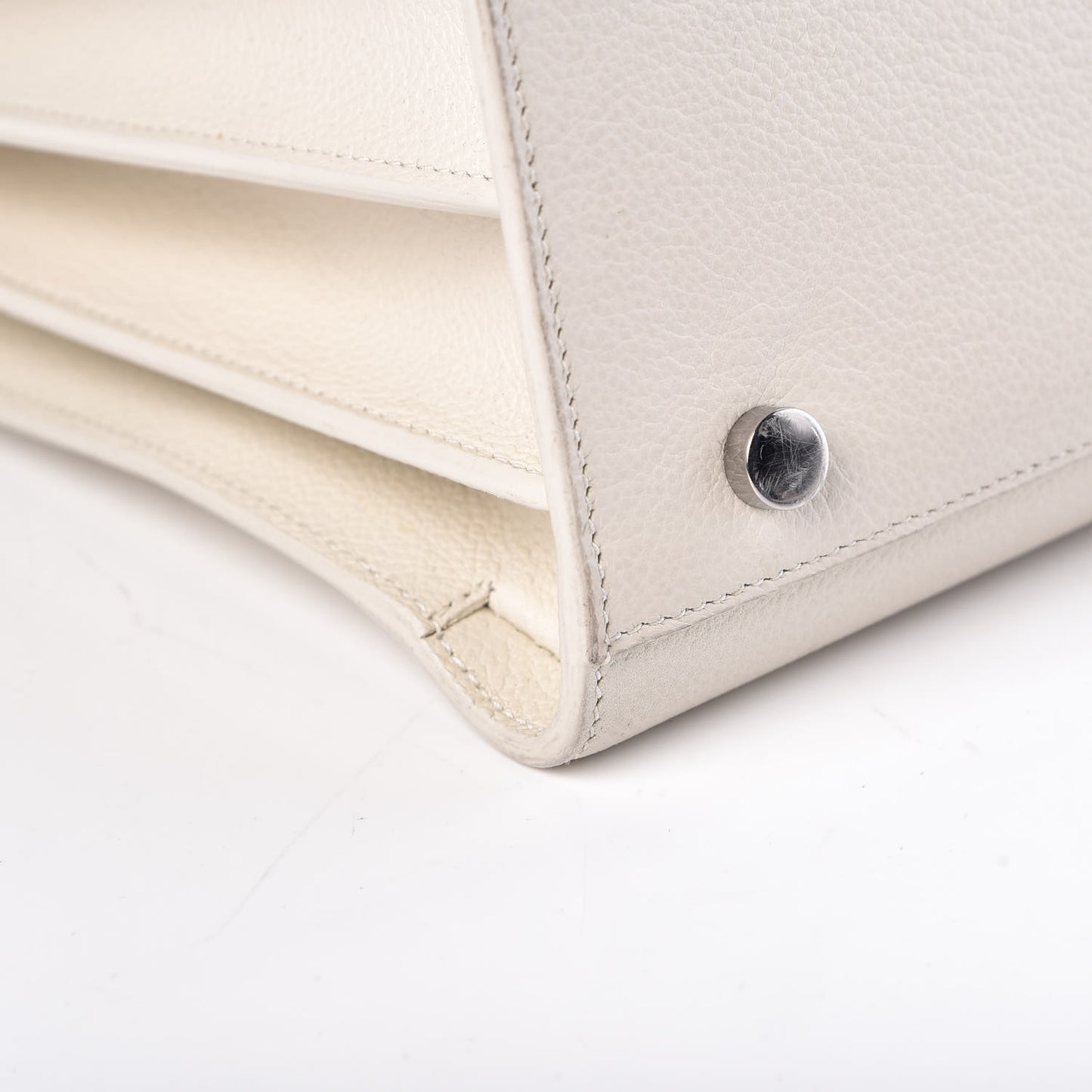 Grained Calfskin Small Sac De Jour Dove White