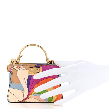 Fendi Nappa Rainbow Inlay Nano Peekaboo Maxi Handle Satchel Azzurro Baby Multicolor 2 of 9