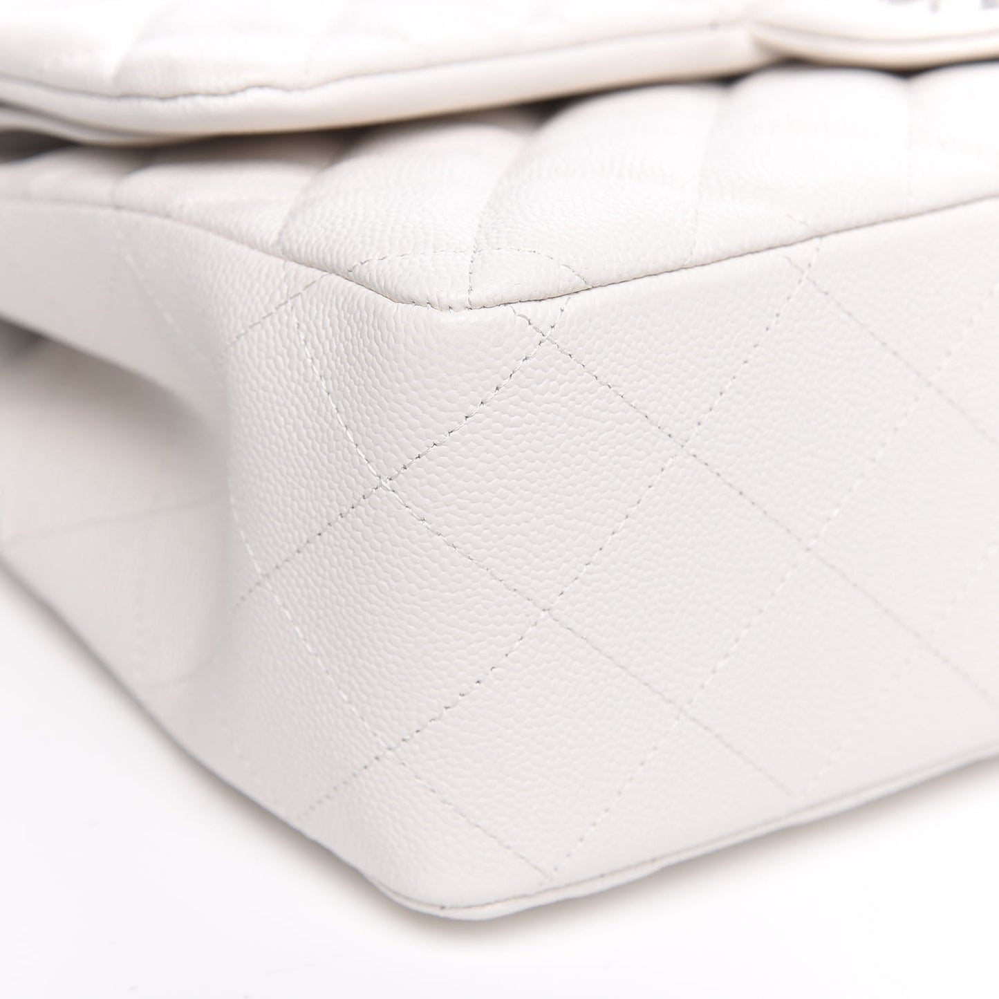 Caviar Quilted Jumbo Double Flap White