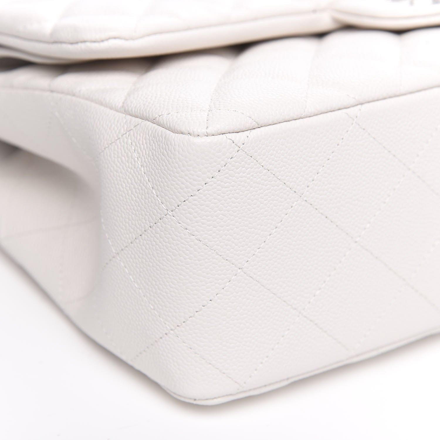 Chanel Caviar Quilted Jumbo Double Flap White 7 of 9