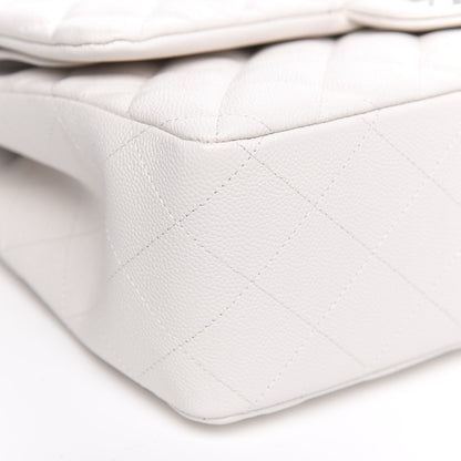 Chanel Caviar Quilted Jumbo Double Flap White 7 of 9