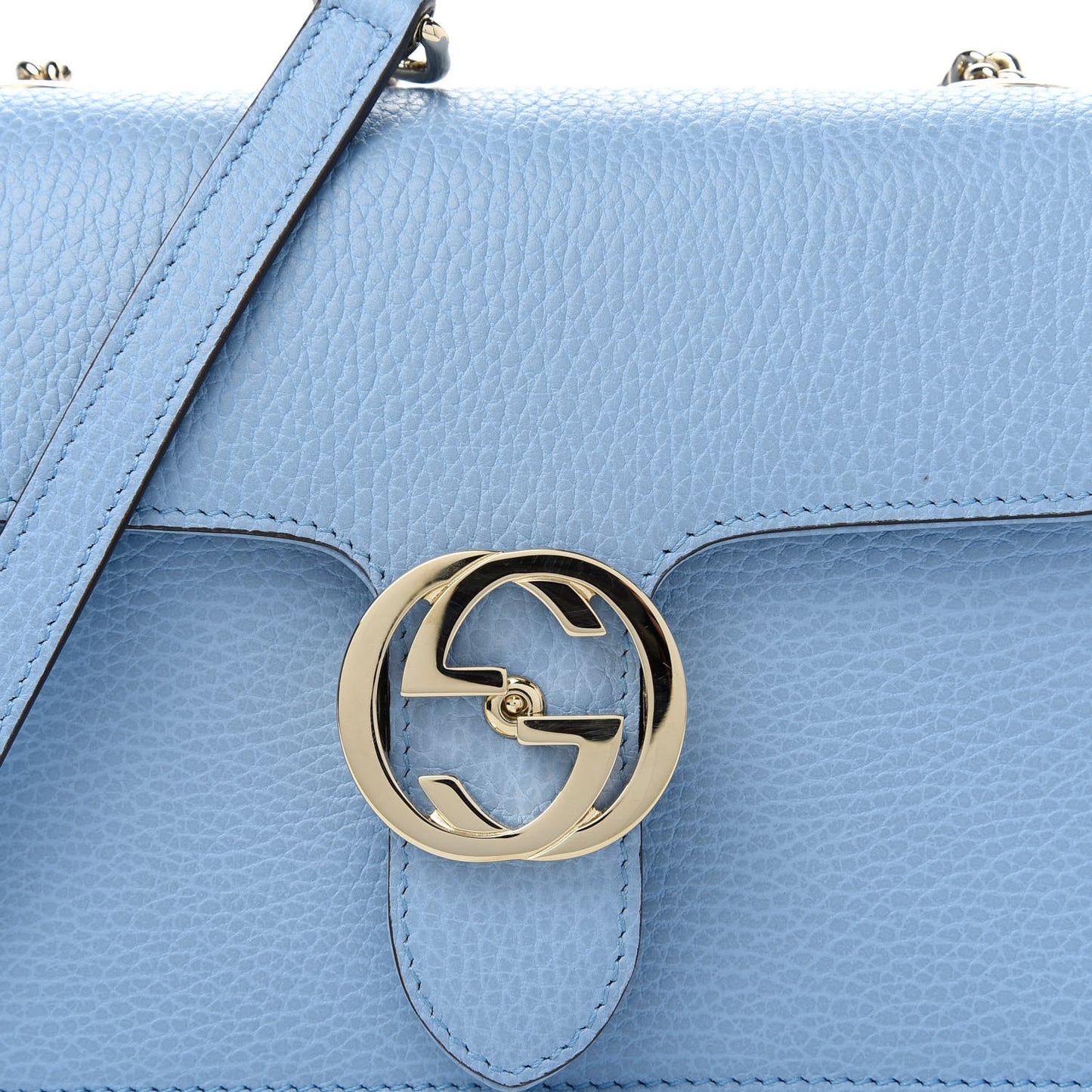 Dollar Calfskin Small Interlocking G Shoulder Bag Mineral Blue
