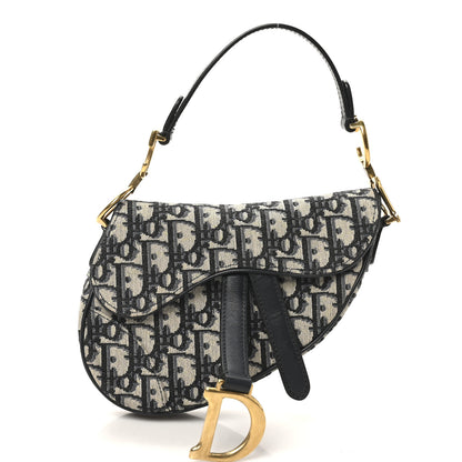 Christian Dior Oblique Mini Saddle Bag Blue 8 of 10