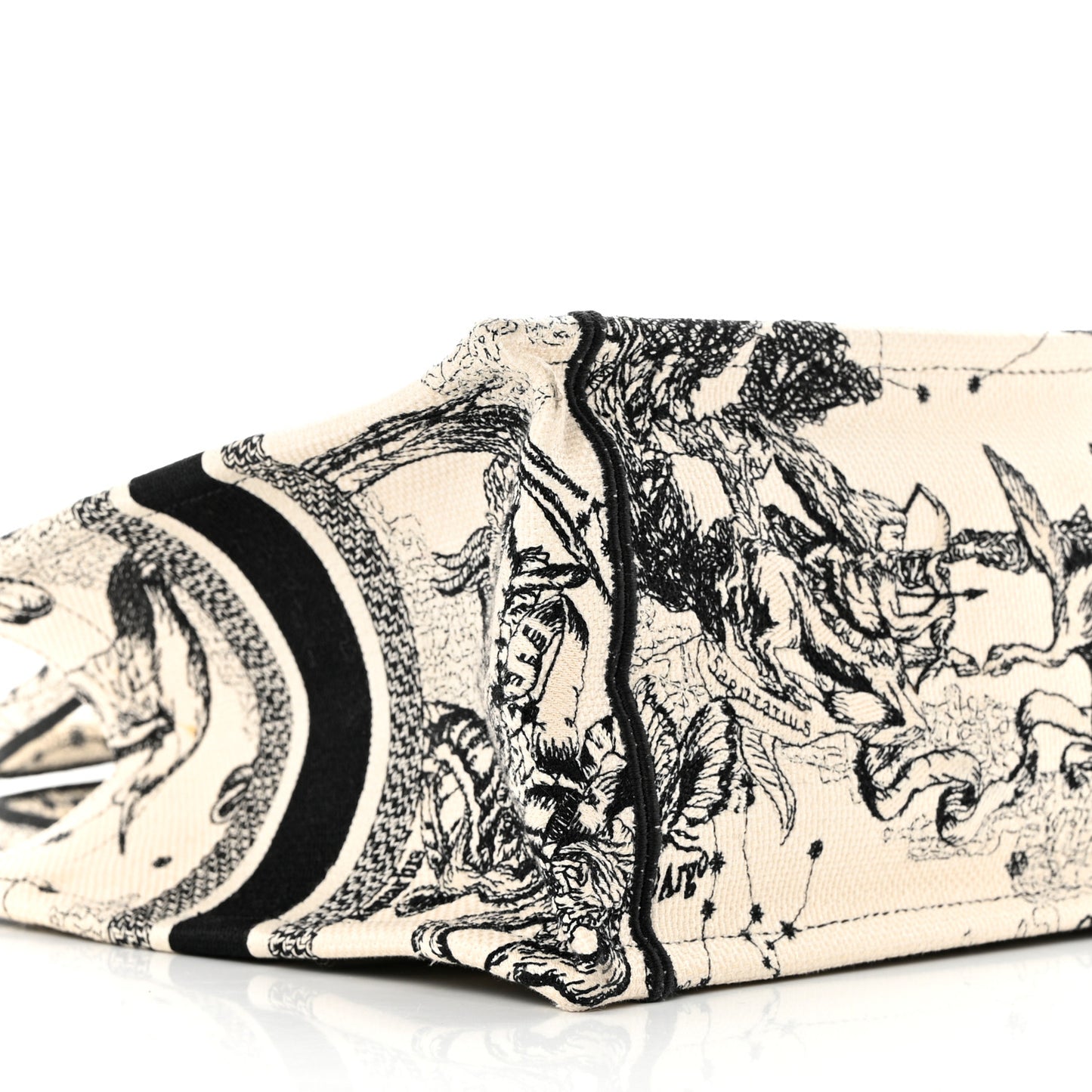 Canvas Embroidered Small Zodiac Toile De Jouy Book Tote Latte