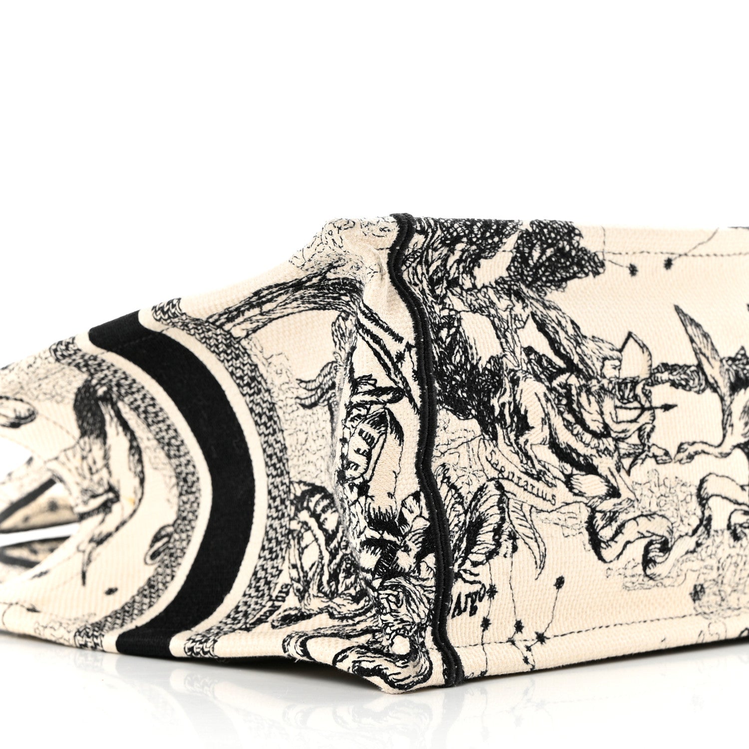 Christian Dior Canvas Embroidered Small Zodiac Toile De Jouy Book Tote Latte 8 of 10