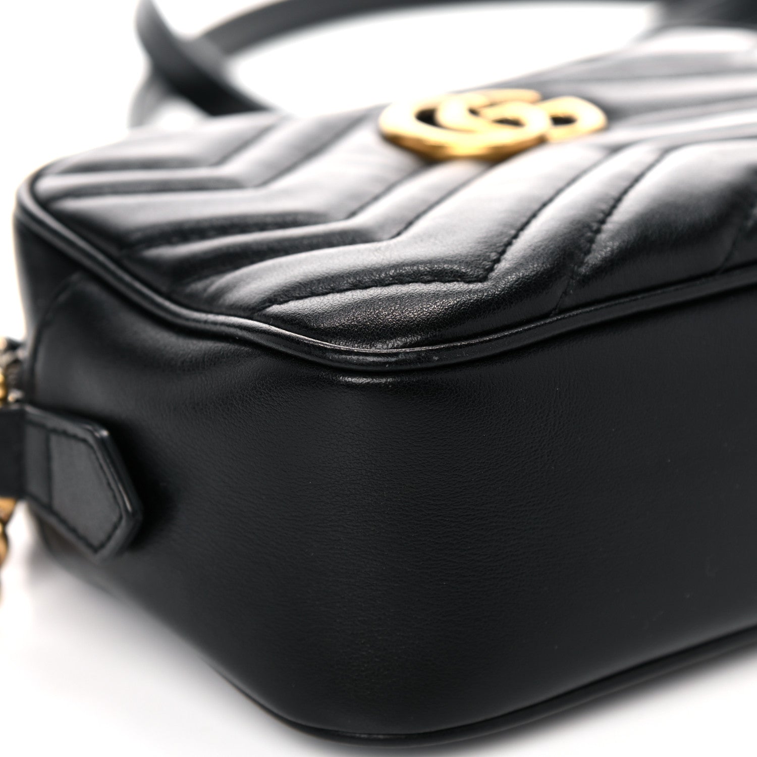 Gucci Calfskin Matelasse Mini GG Marmont Chain Shoulder Bag Black 9 of 16