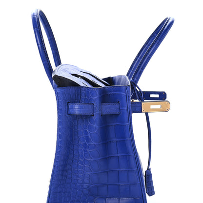 Hermes Matte Alligator Birkin 30 Bleu Electrique 12 of 32