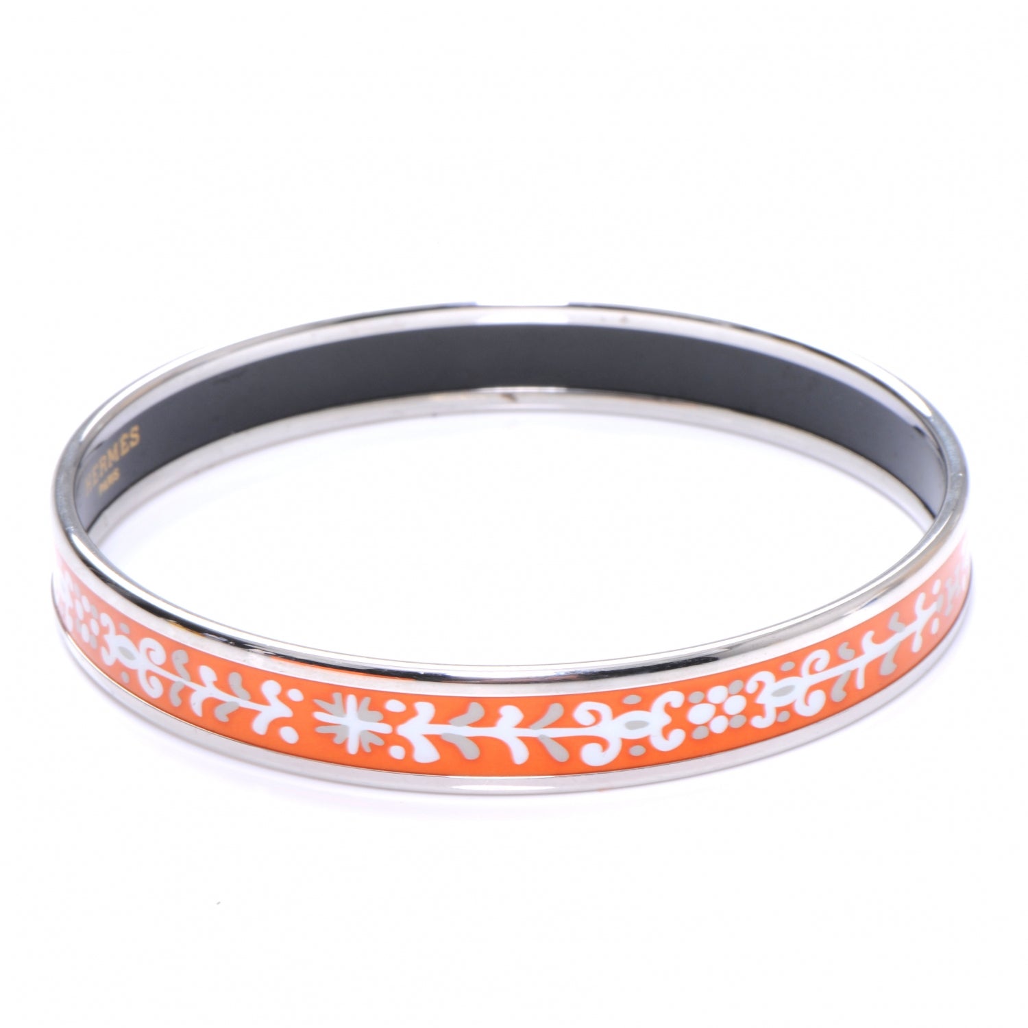 Hermes Enamel Narrow Printed Bracelet 70 Orange 5 of 6