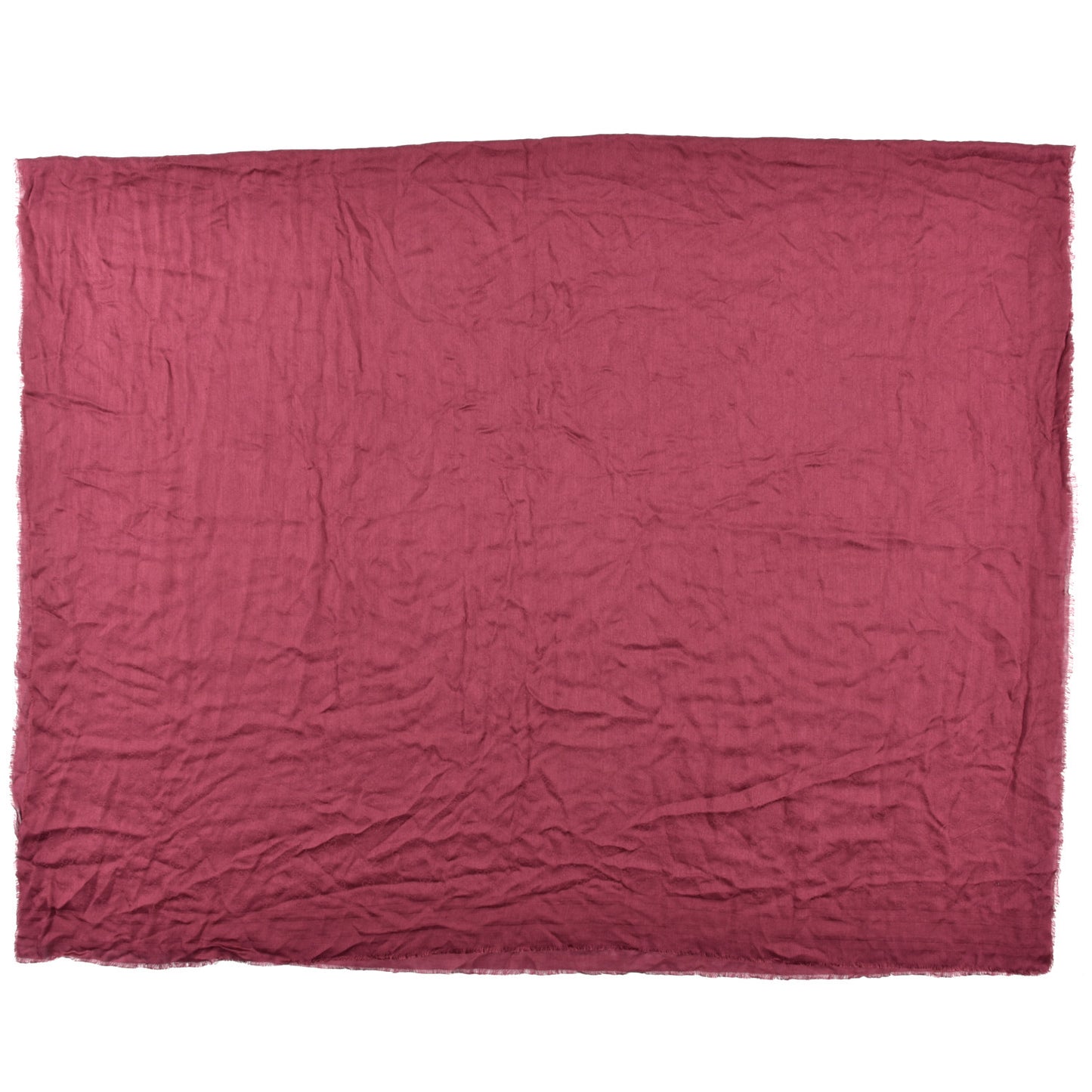 Wool Silk Jacquard Monogram Fringe Shawl Scarf Magenta