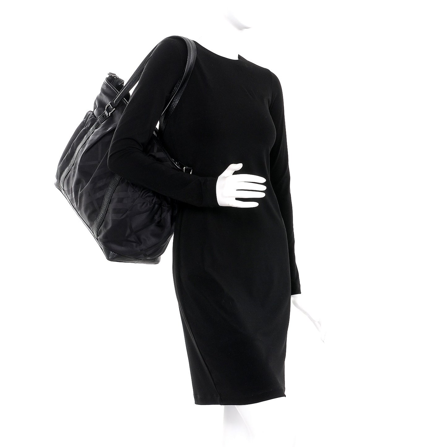 Nylon Tonal Check Diaper Bag Black