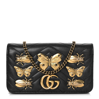 Gucci Calfskin Matelasse Mini Animal Studs GG Marmont Bag Black 1 of 11