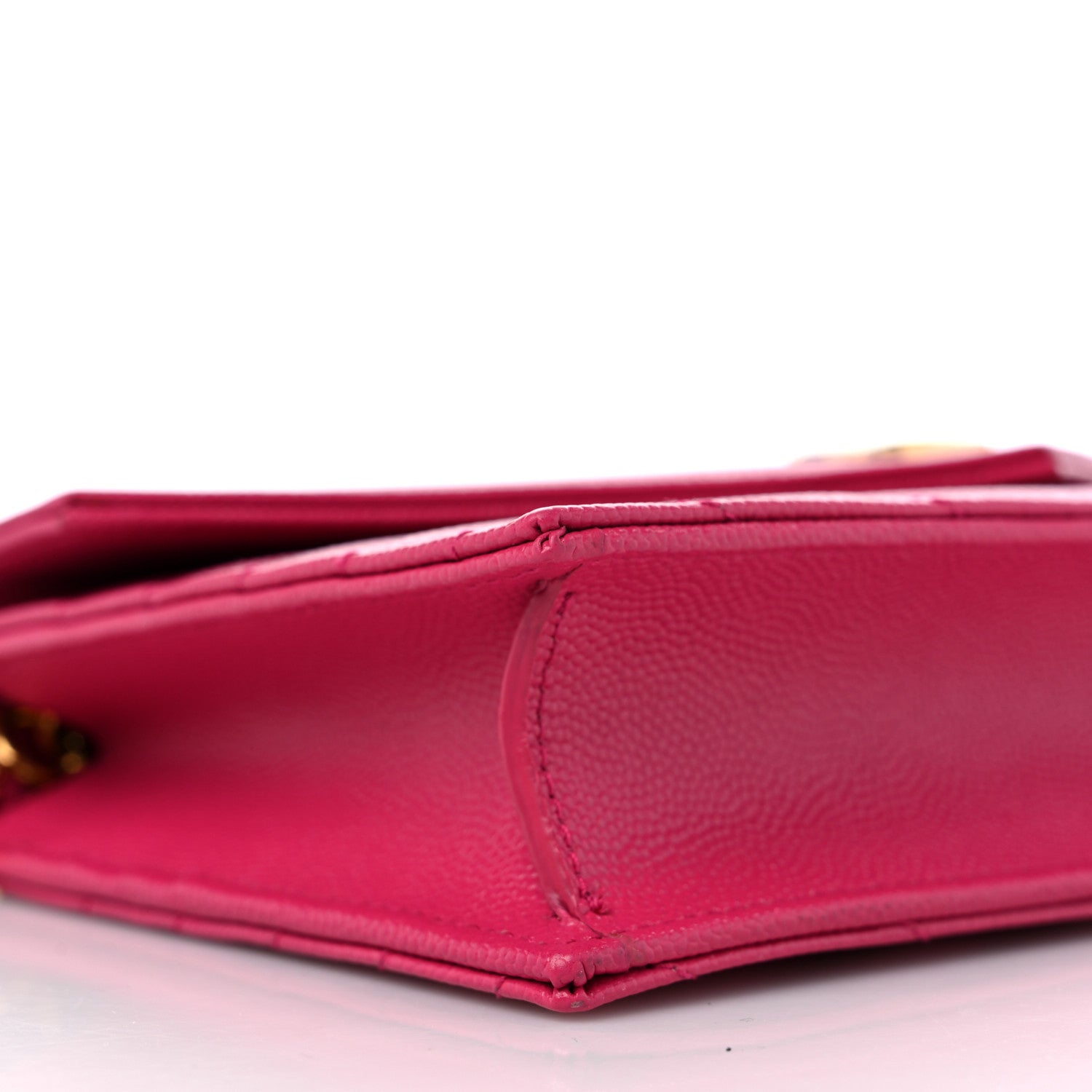 Saint Laurent Grain De Poudre Matelasse Chevron Monogram Envelope Chain Wallet Fresh Fuchsia 7 of 8