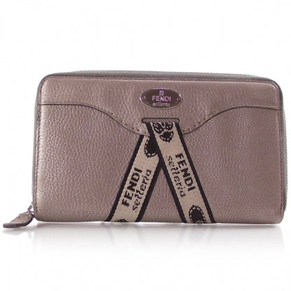 Fendi Calfskin Romano Selleria Zip Around Wallet Silver 1 of 12