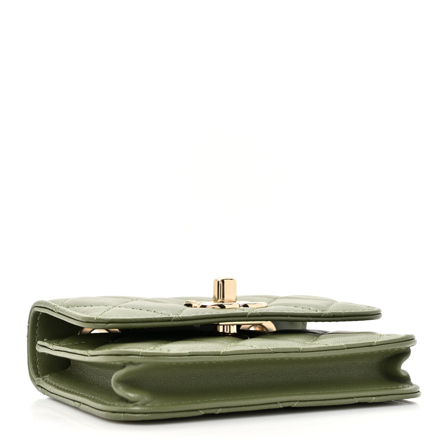 Lambskin Quilted Trendy CC Card Holder On Chain Green