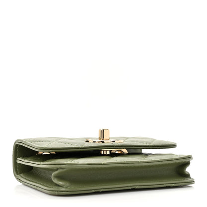 Chanel Lambskin Quilted Trendy CC Card Holder On Chain Green 4 of 12