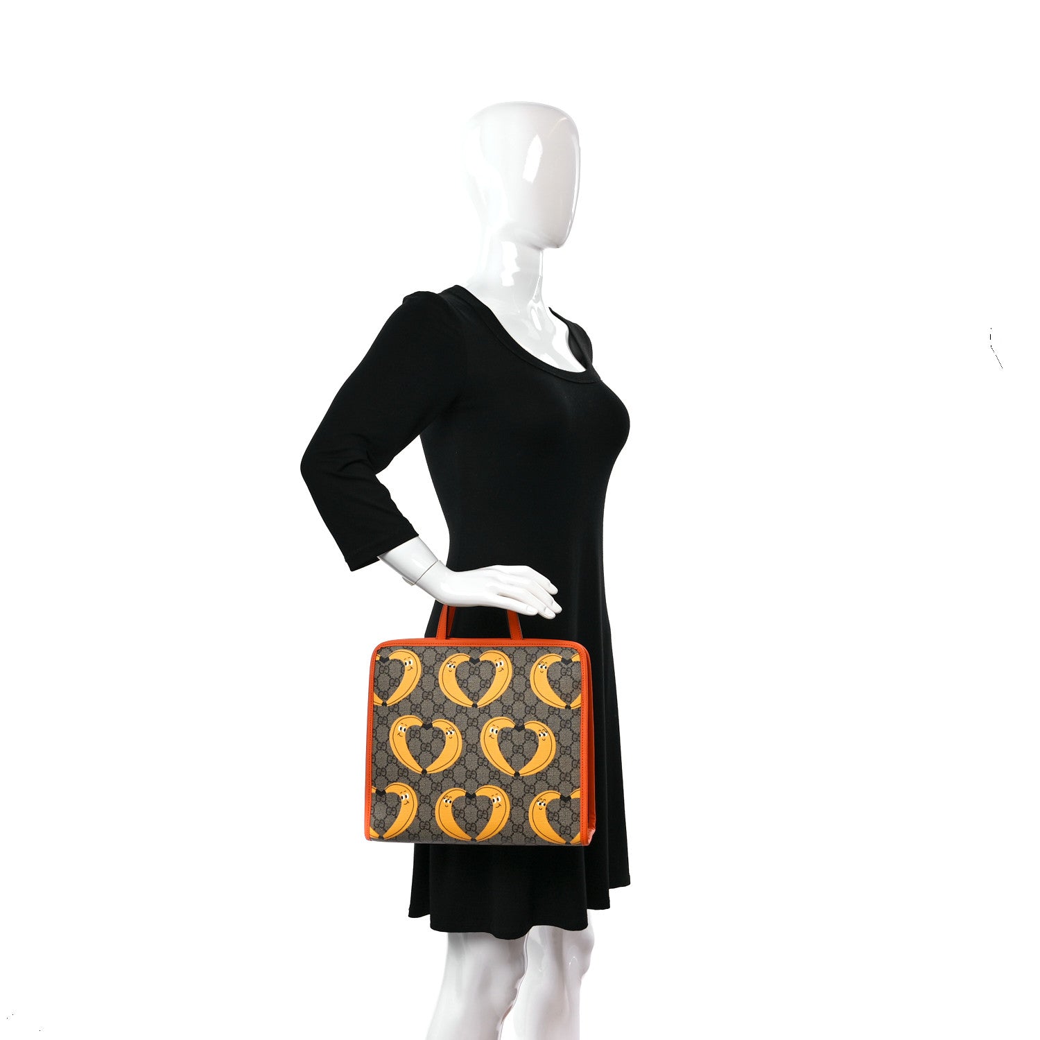 Gucci GG Supreme Monogram Banana Childrens Tote Beige Ebony Multicolor Carrot Orange 2 of 10