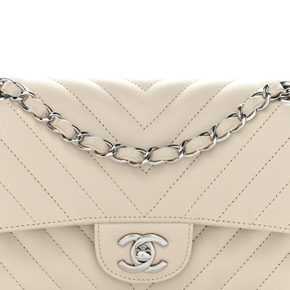 Chanel Calfskin Chevron Quilted Small Double Flap Ivory 8 of 12