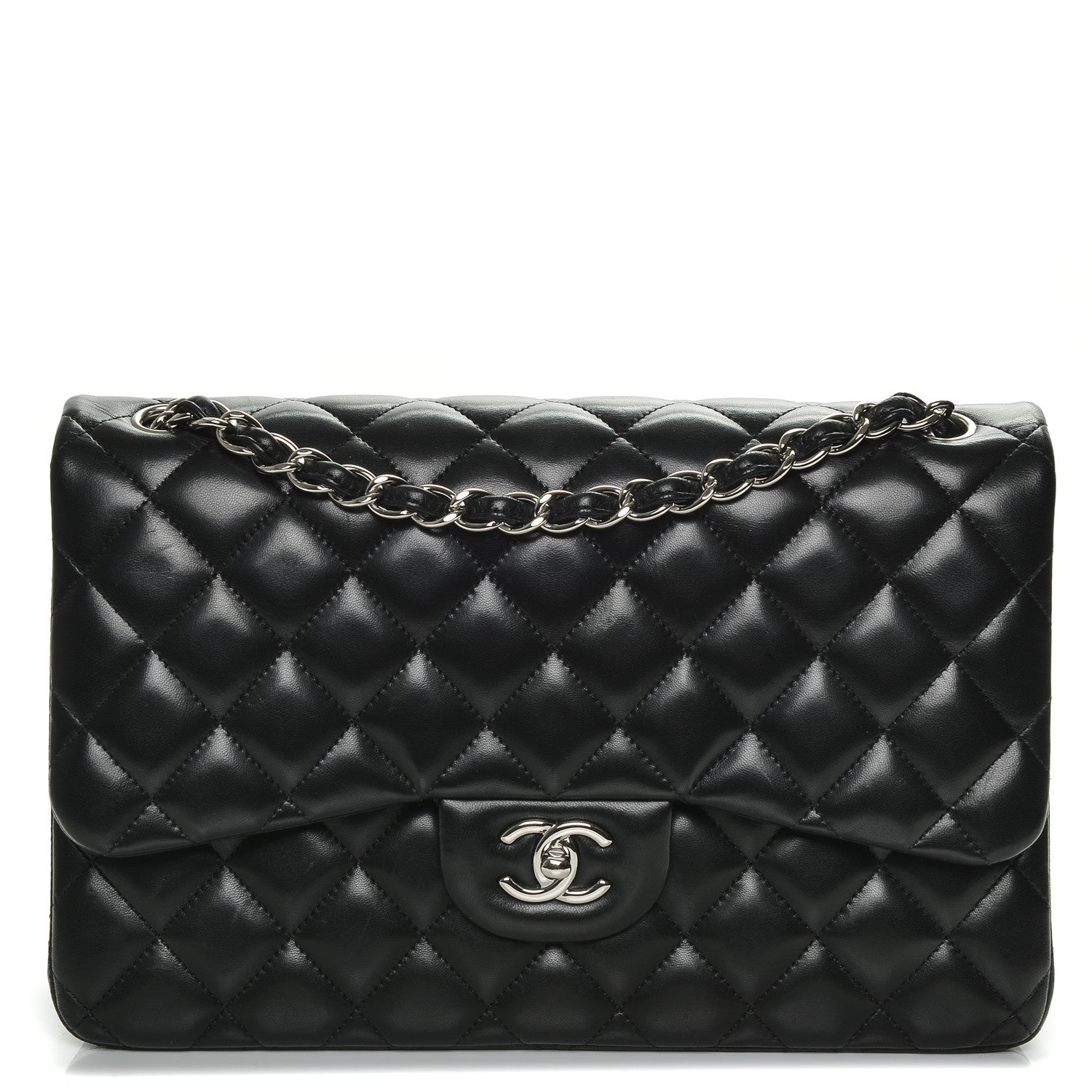 Chanel Lambskin Quilted Jumbo Double Flap Black 1 of 8