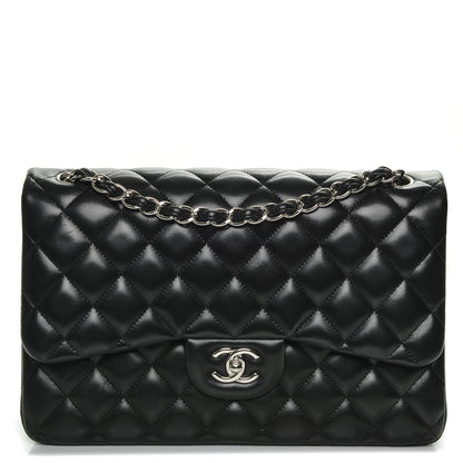 Chanel Lambskin Quilted Jumbo Double Flap Black 1 of 8