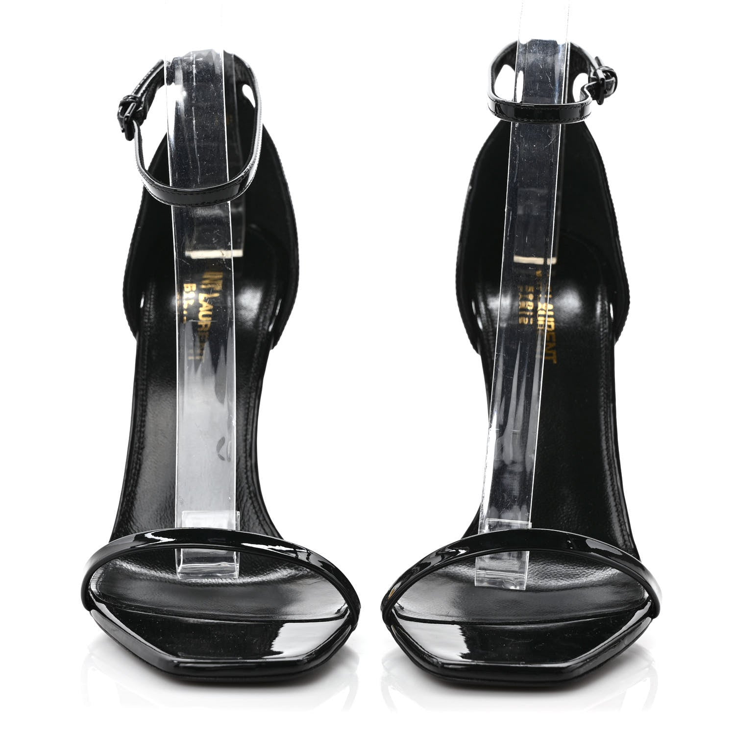 Saint Laurent Patent Calfskin Opyum 110 Sandals 40 Black Gold 2 of 8