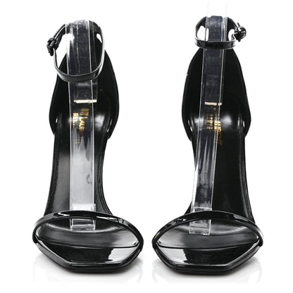 Saint Laurent Patent Calfskin Opyum 110 Sandals 40 Black Gold 2 of 8