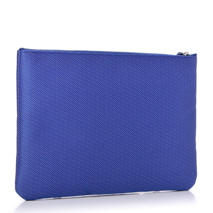 Chanel Mixed Fibers Medium Deauville Pouch Clutch Blue Orange 3 of 10
