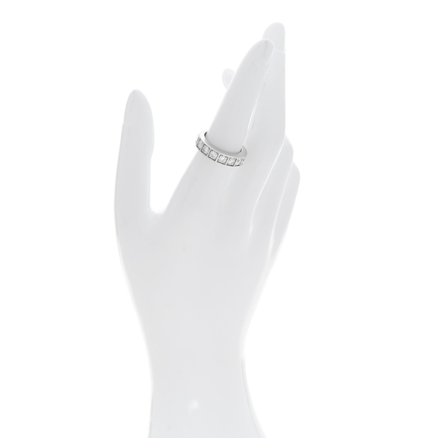 18K White Gold Diamond Tectonic Band Ring 54 7