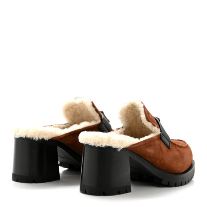 Hermes Suede Goatskin Woolskin Flore 60 Mules 36 Multico 36.5 Gold 5 of 10