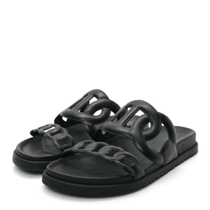 Hermes Nappa Extra Sandals 37 Black 3 of 9