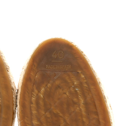 Chanel Lambskin CC Camellia Stud Espadrilles 40 Beige Black 7 of 11