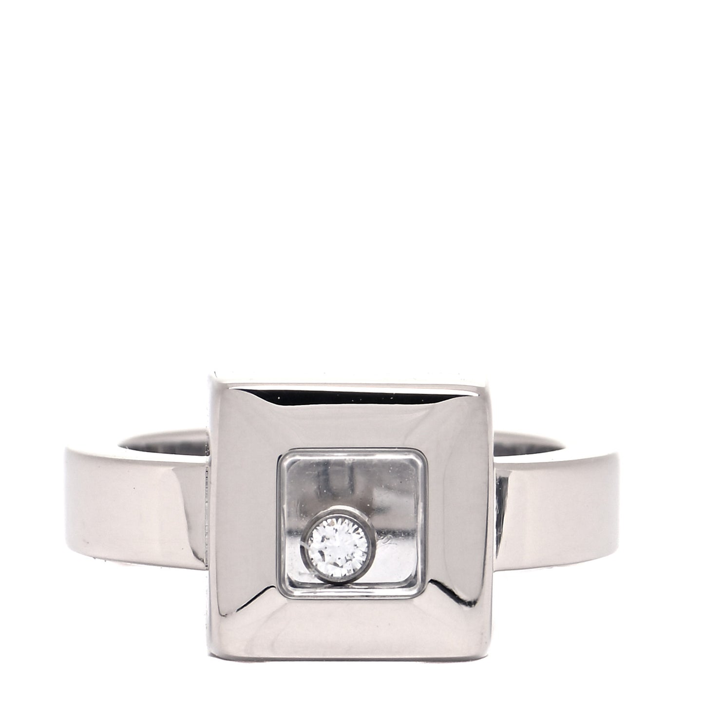 18K White Gold Diamond Happy Diamond Square Ring 50 5.25