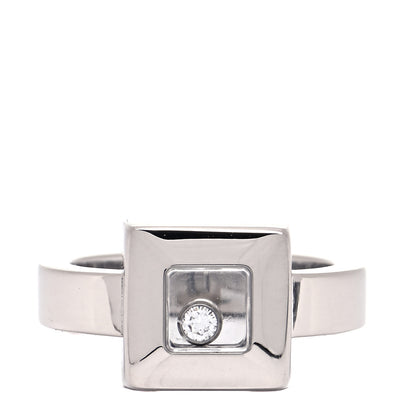 Chopard 18K White Gold Diamond Happy Diamond Square Ring 50 5.25 1 of 5