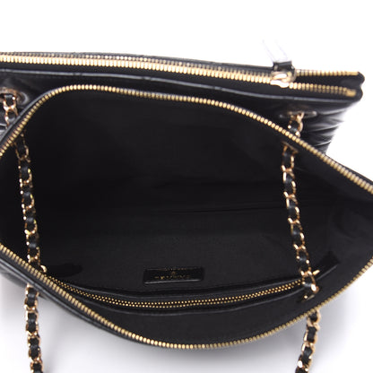 Chanel Shiny Lambskin Quilted Clutch With Chain Black 5 of 10