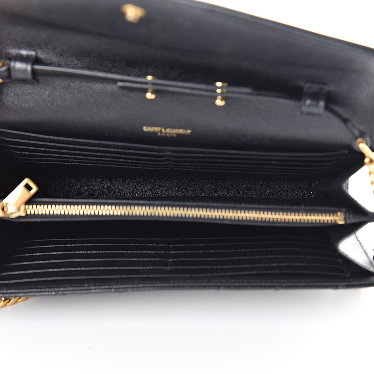Grain De Poudre Matelasse Chevron Monogram Chain Wallet Black