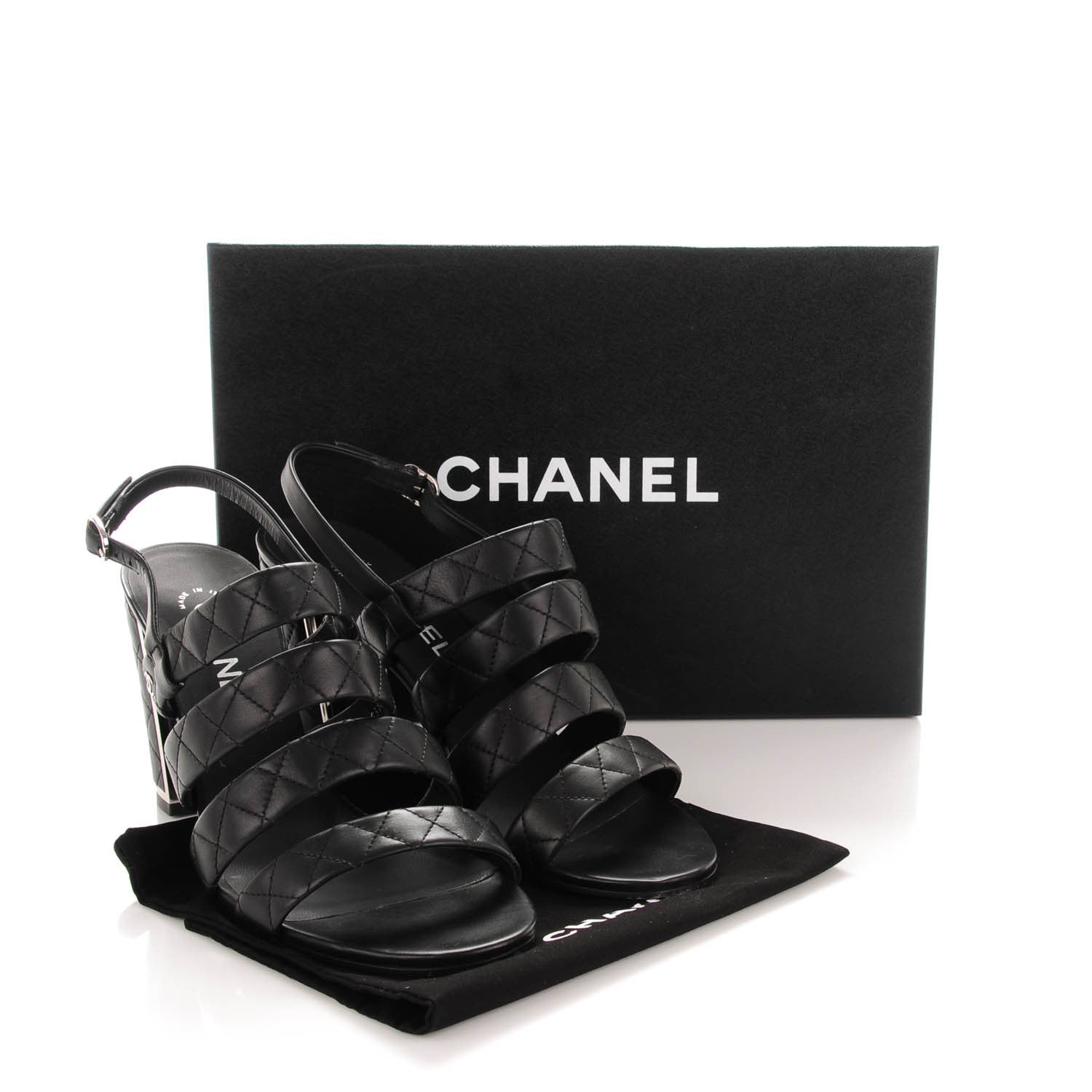Chanel Calfskin Quilted Sandals 40 Black 9 of 9