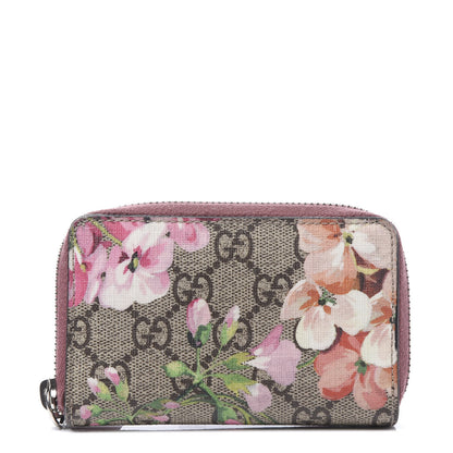 Gucci GG Supreme Monogram Blooms Zip Around Card Case Wallet Beige Multicolor Dry Rose 1 of 9