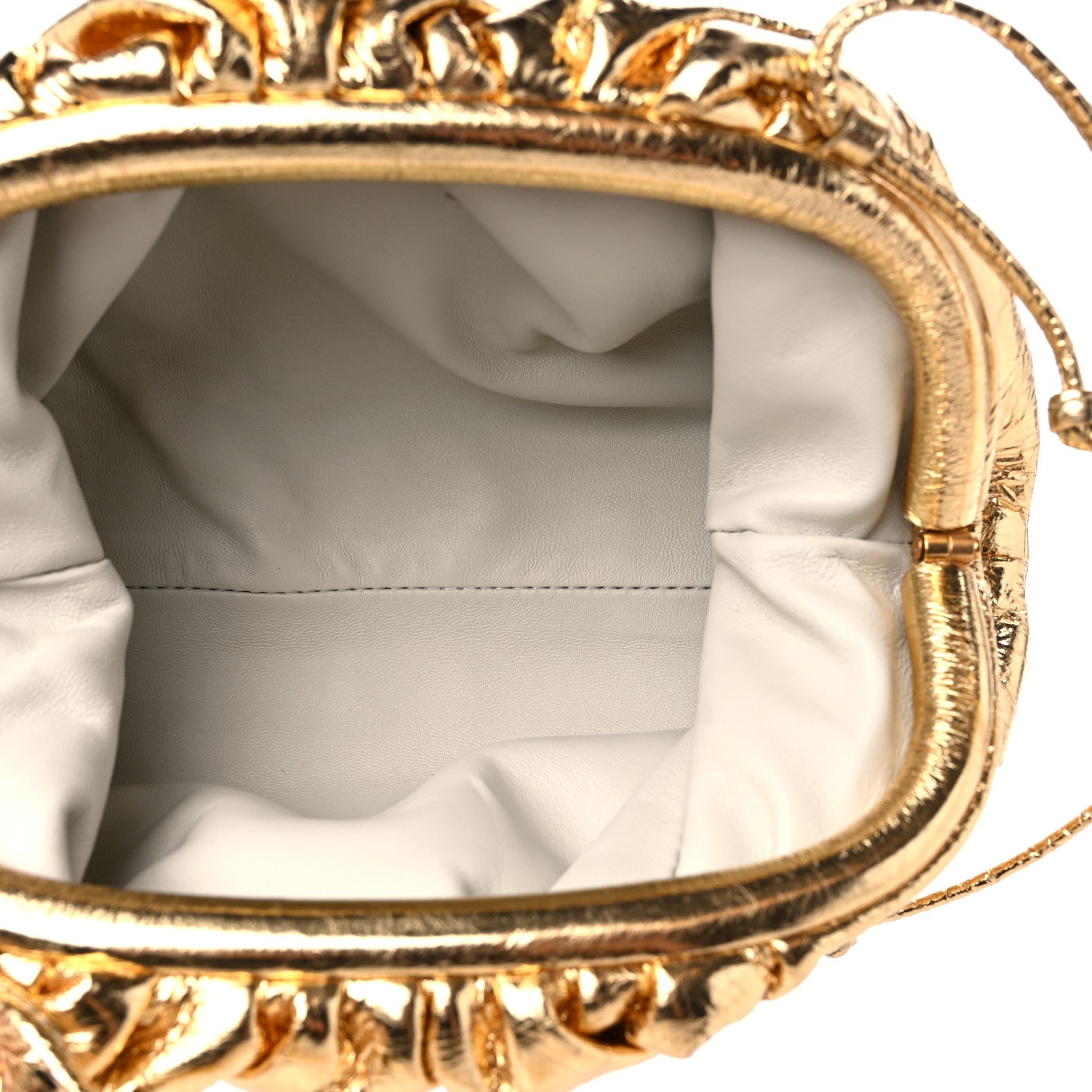 Bottega Veneta Metallic Crinkled Lambskin The Mini Pouch Oro 5 of 8