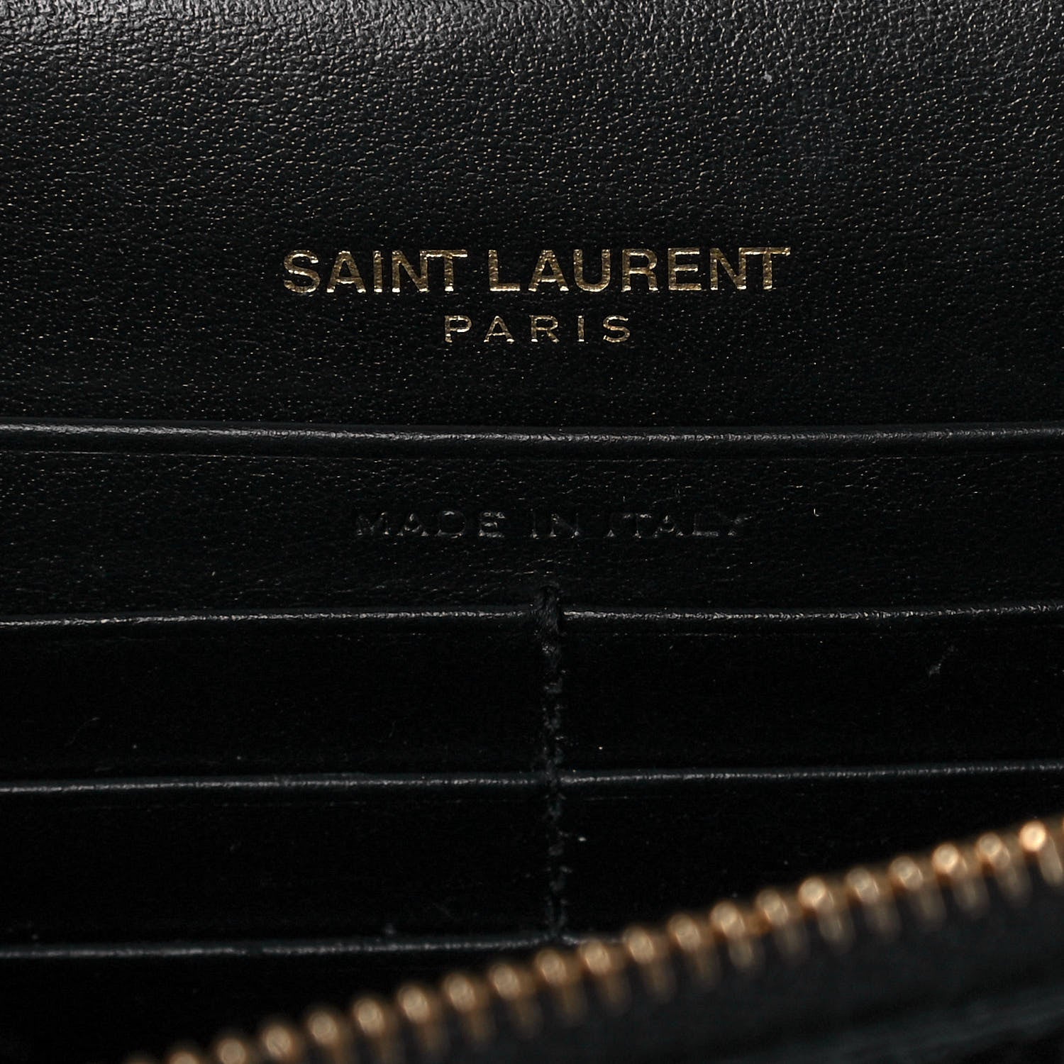 Saint Laurent Calfskin Crocodile Embossed Kate Monogram Tassel Chain Wallet Black 6 of 12
