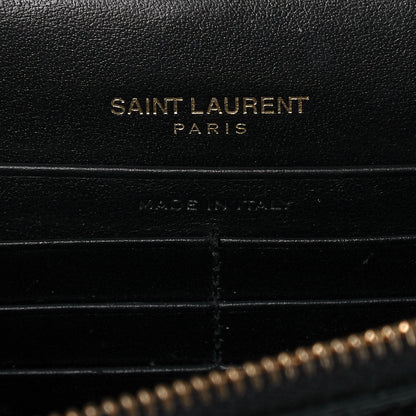 Saint Laurent Calfskin Crocodile Embossed Kate Monogram Tassel Chain Wallet Black 6 of 12