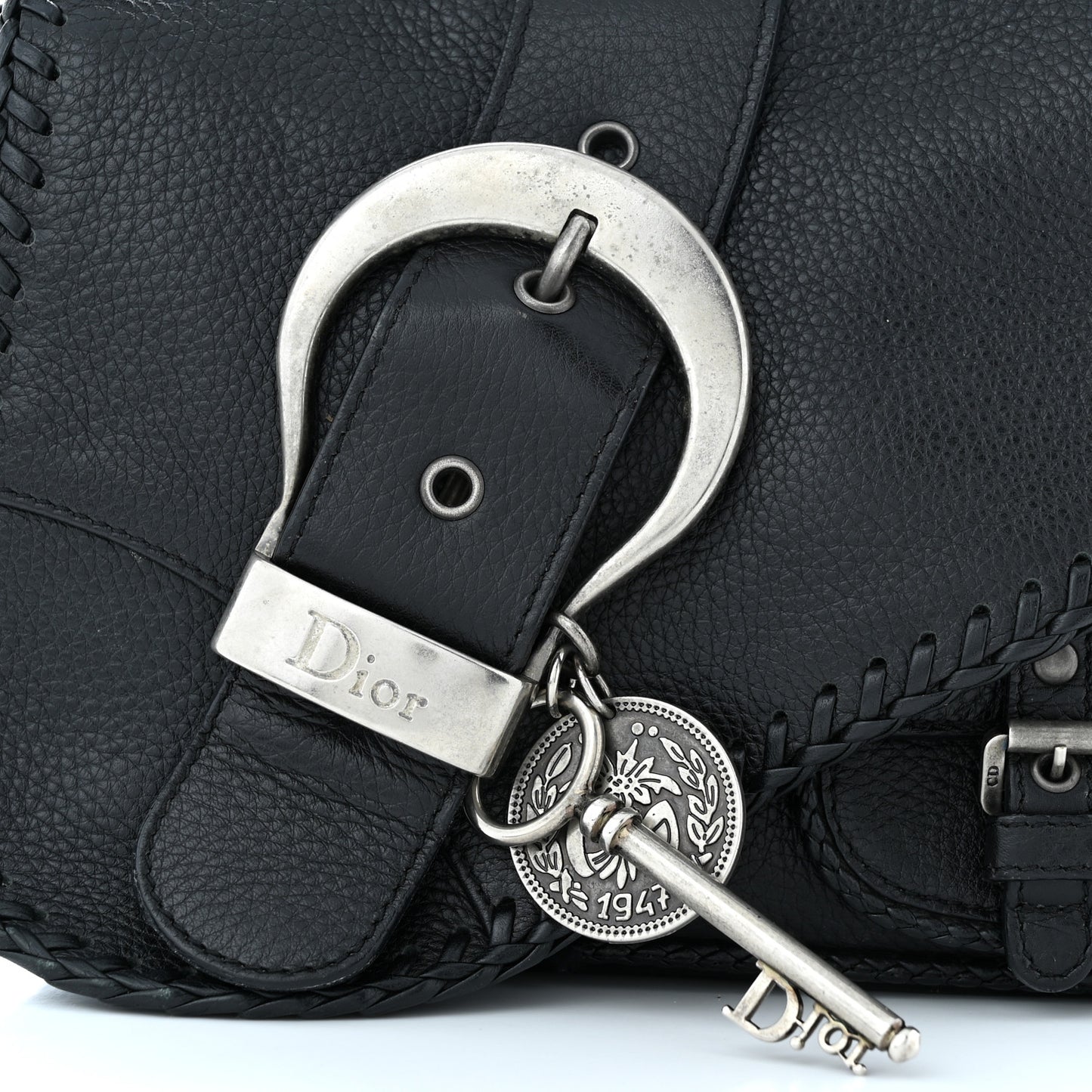 Pebbled Calfskin Mini Gaucho Crossbody Bag Black