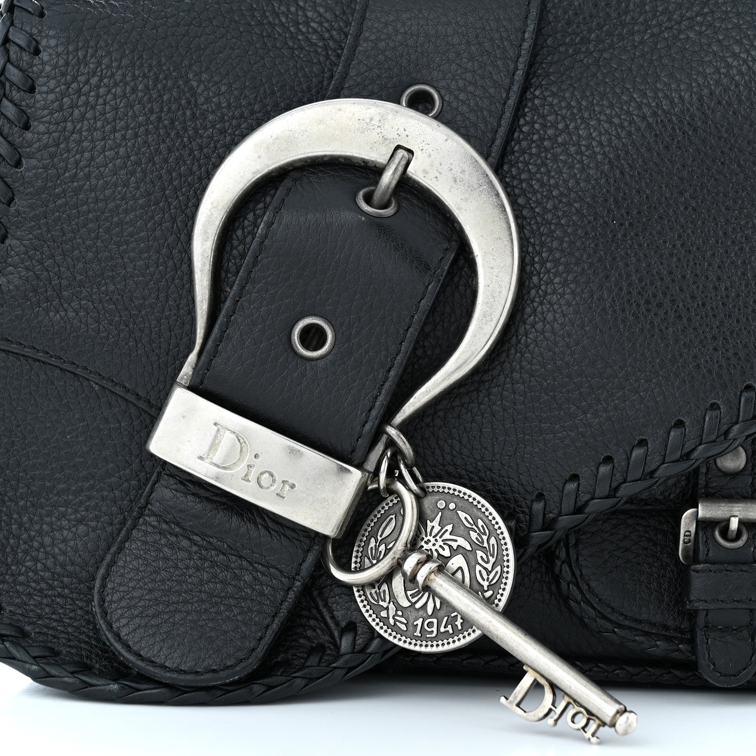 Christian Dior Pebbled Calfskin Mini Gaucho Crossbody Bag Black 8 of 15