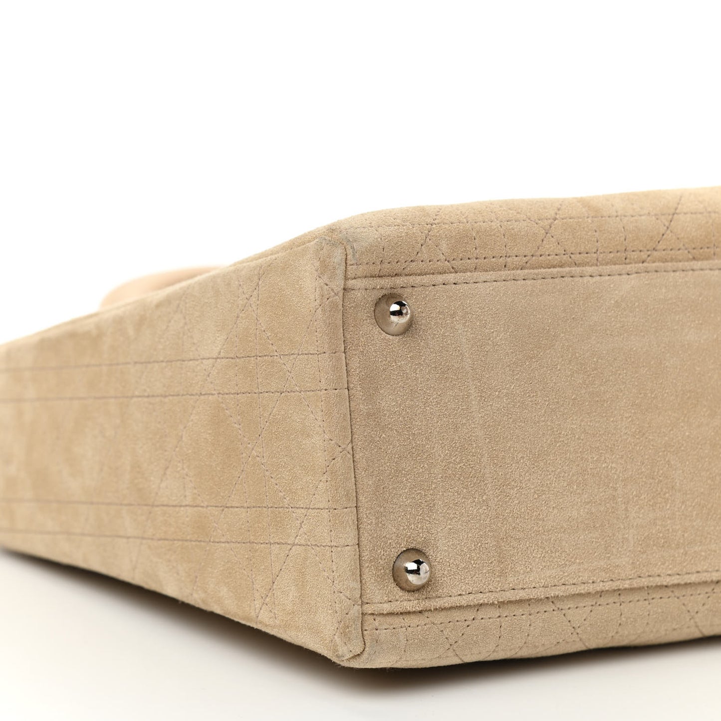 Suede Cannage Large Lady Dior Beige