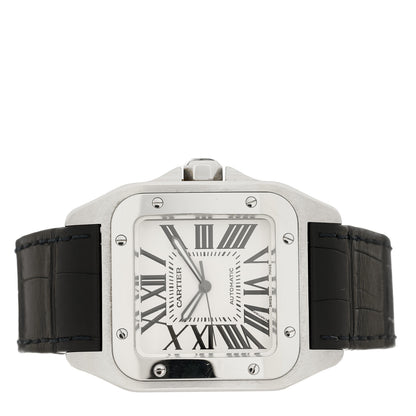 Cartier Stainless Steel Alligator 38mm Santos 100 Automatic Watch 2 of 4