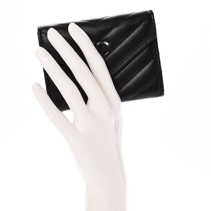 Chanel Lambskin Chevron Quilted Multicolor Card Holder Black 2 of 8
