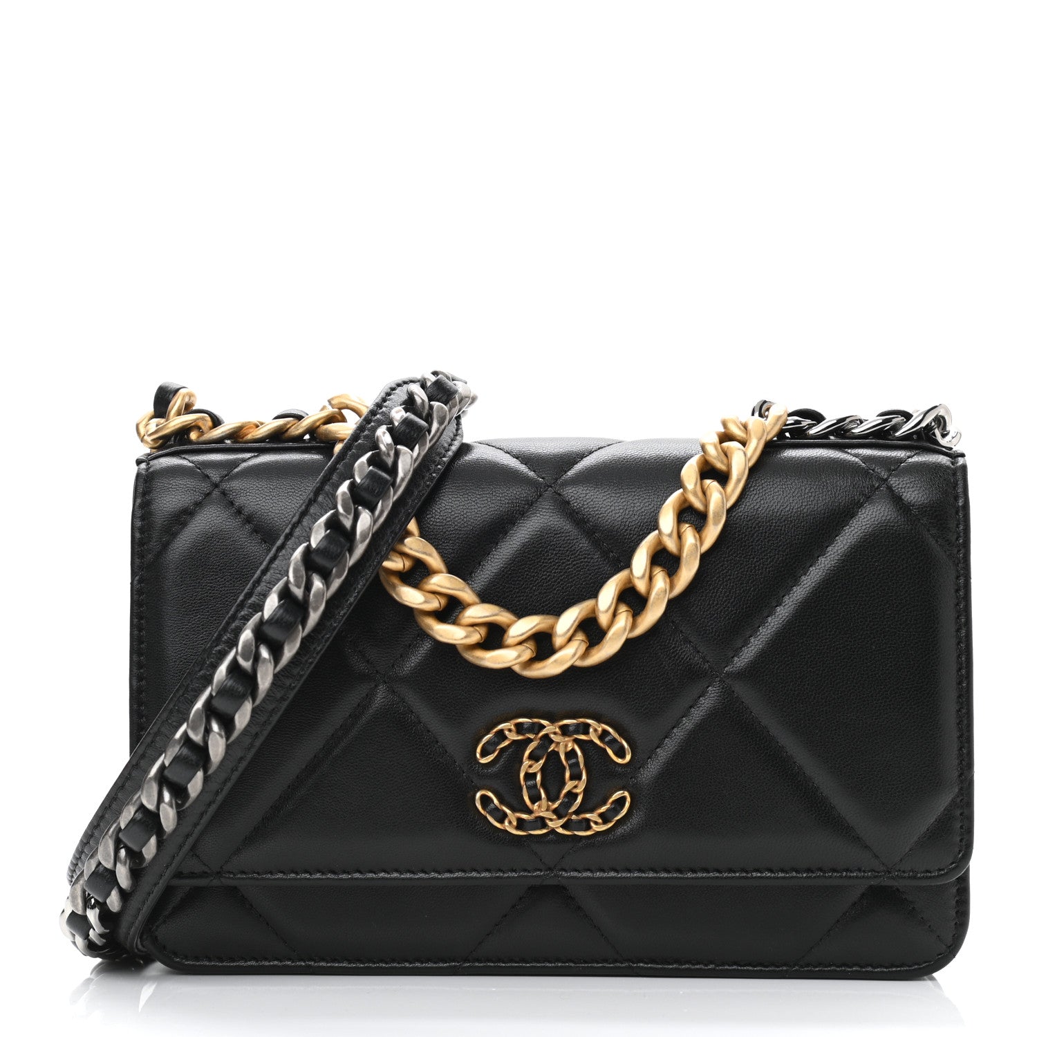 Chanel Lambskin Quilted Chanel 19 Wallet On Chain WOC Black 1 of 11