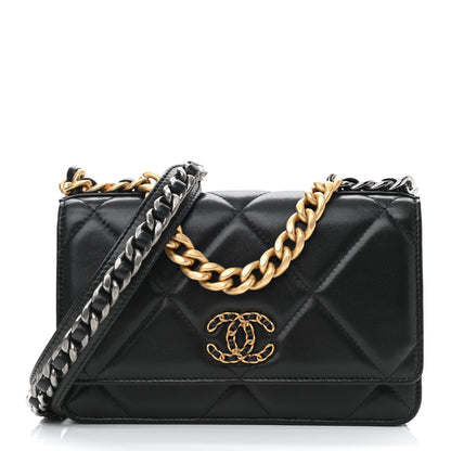 Chanel Lambskin Quilted Chanel 19 Wallet On Chain WOC Black 1 of 11
