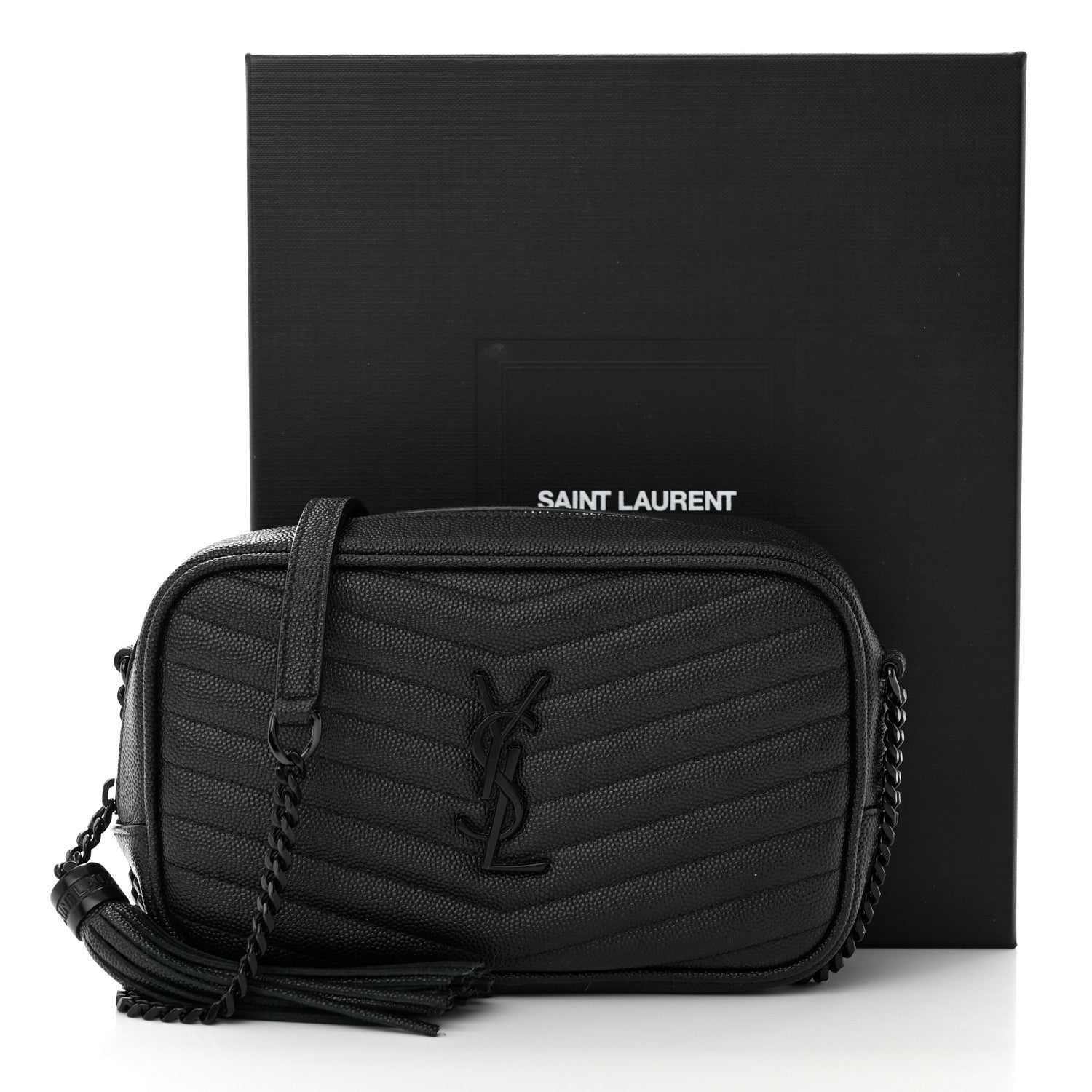 Saint Laurent Grain De Poudre Matelasse Monochrome Monogram Mini Lou Camera Bag Black 11 of 11