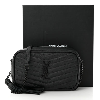 Saint Laurent Grain De Poudre Matelasse Monochrome Monogram Mini Lou Camera Bag Black 11 of 11