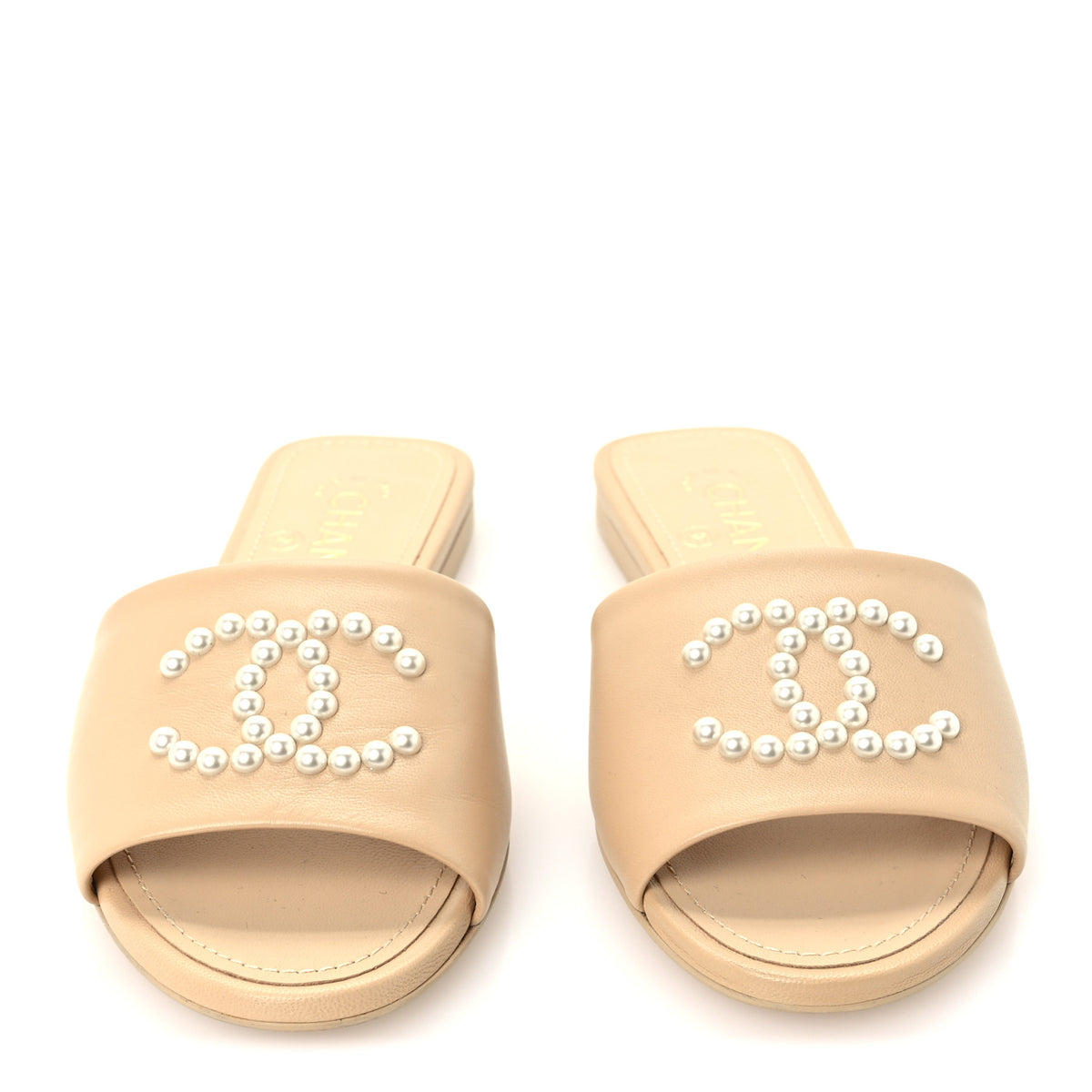 Lambskin Pearl CC Sandals 36 Beige