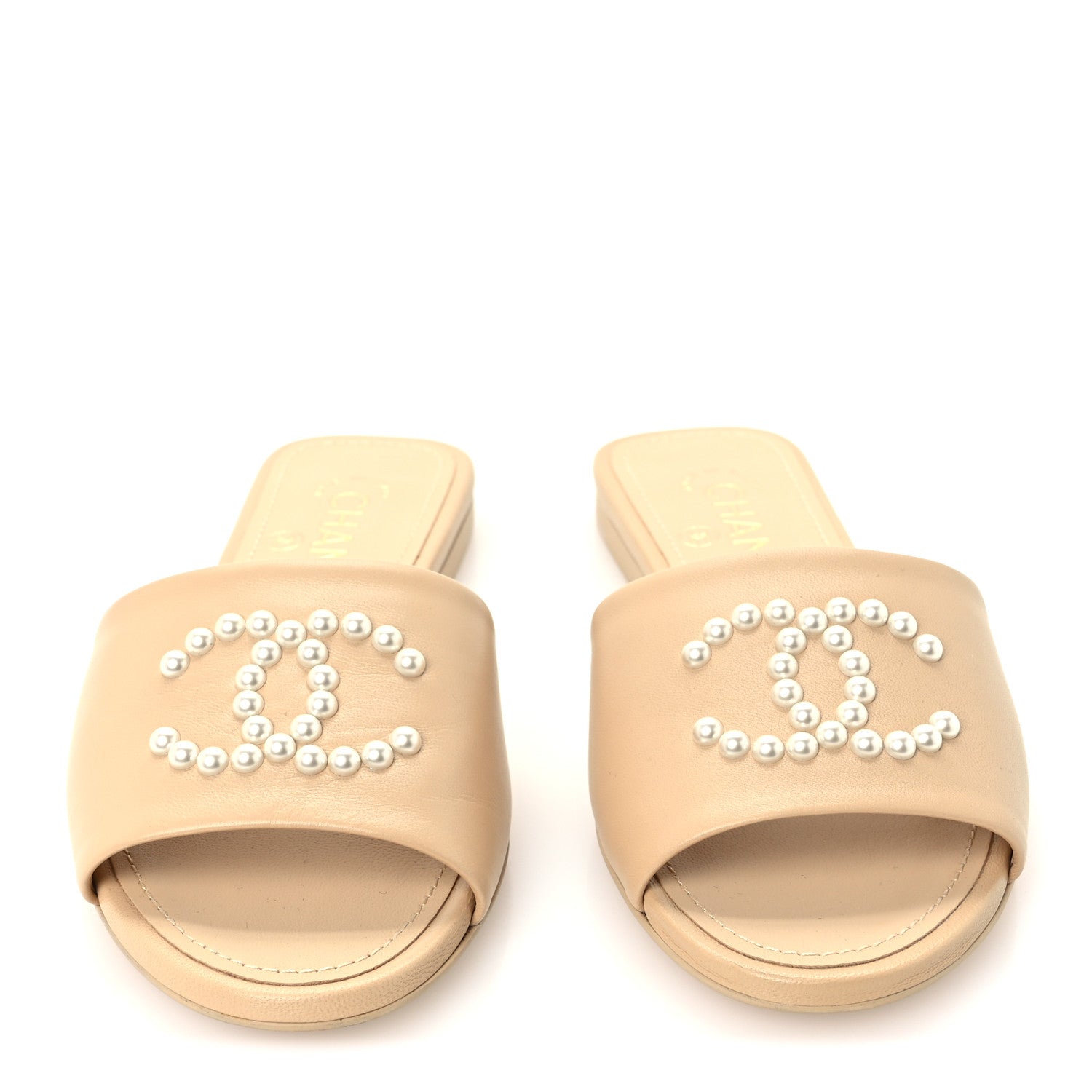 Chanel Lambskin Pearl CC Sandals 36 Beige 3 of 10